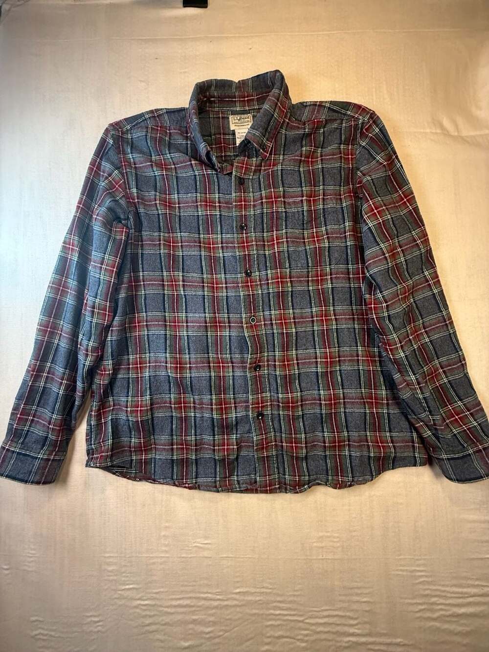 LL Bean Shirt Womens Size Medium Gray Red